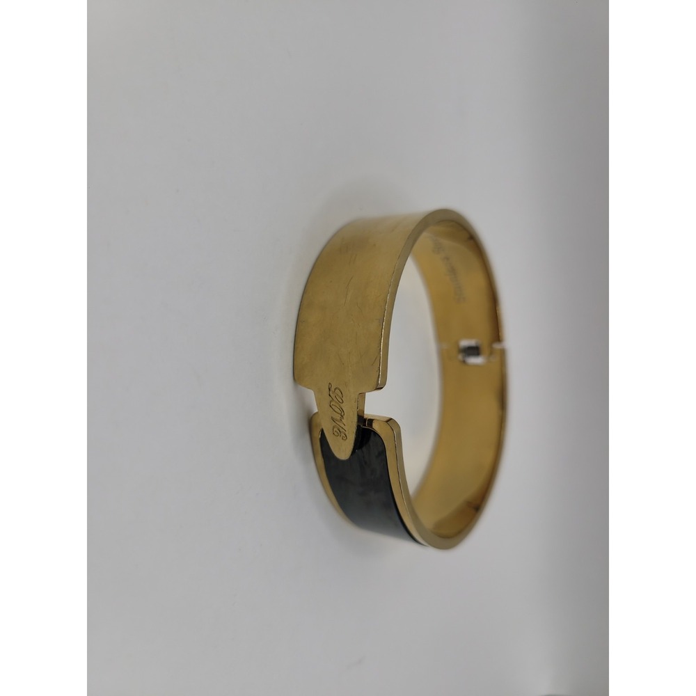 Gold Tone Stainless Steel Hinged Bangle Bracelet‎ Love Engraved Cuff Bracelet